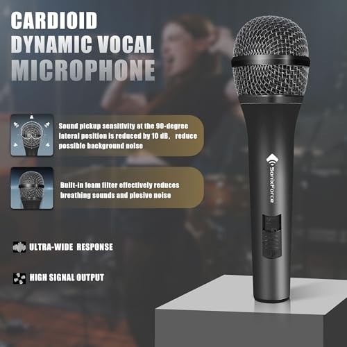 Professional Dynamic Microphone for Singing Karaoke Microphone with 16ft Black