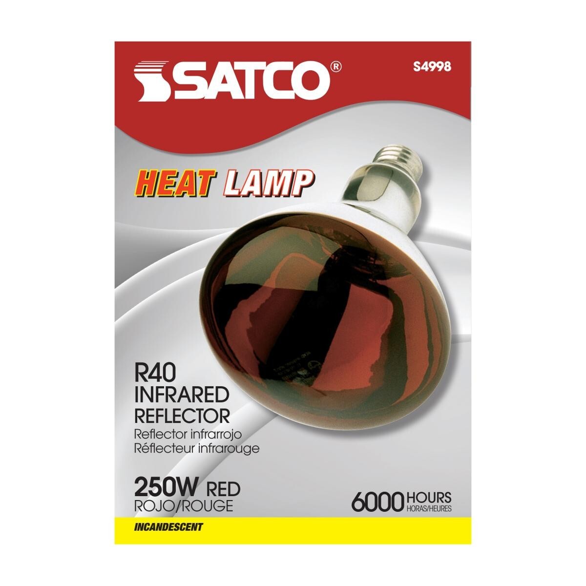 Satco Lighting S4998 - 250 Watt R40 Dimmable Heat lamp - Red Heat (2 Pack)