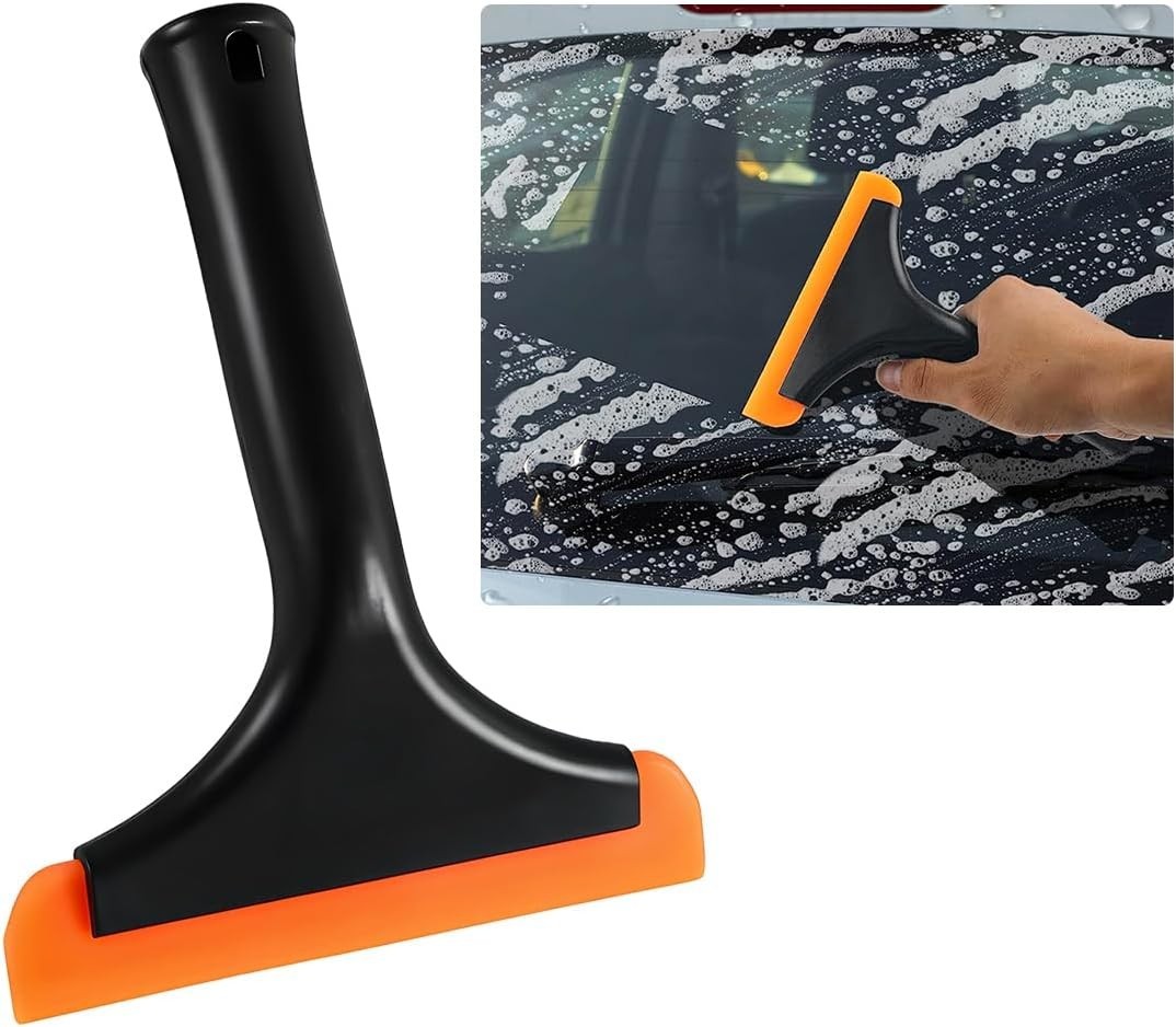 5.9in Silicone Window Squeegee Car Windshield Water Scraper Streak Free Black