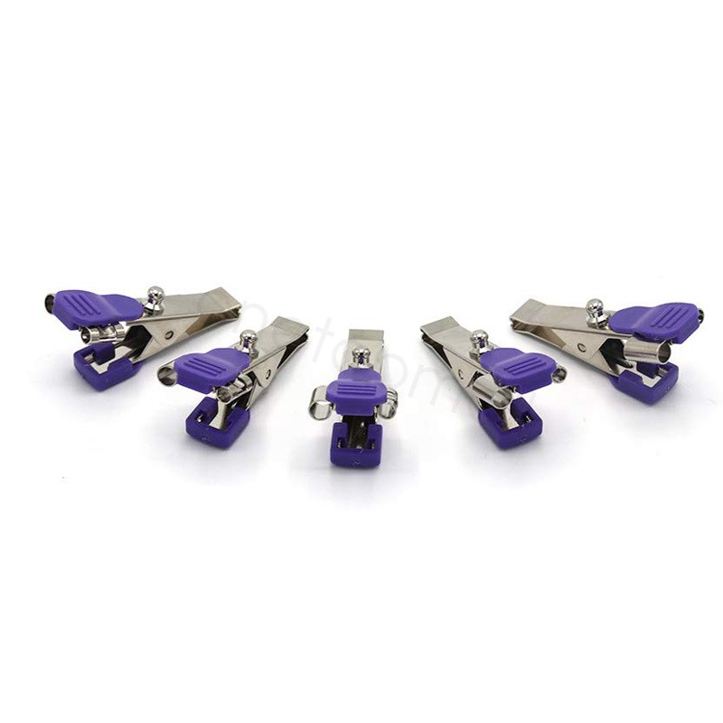 5 Pack Veterinary EKG ECG Alligator Electrode Clip Universal Snap Connection