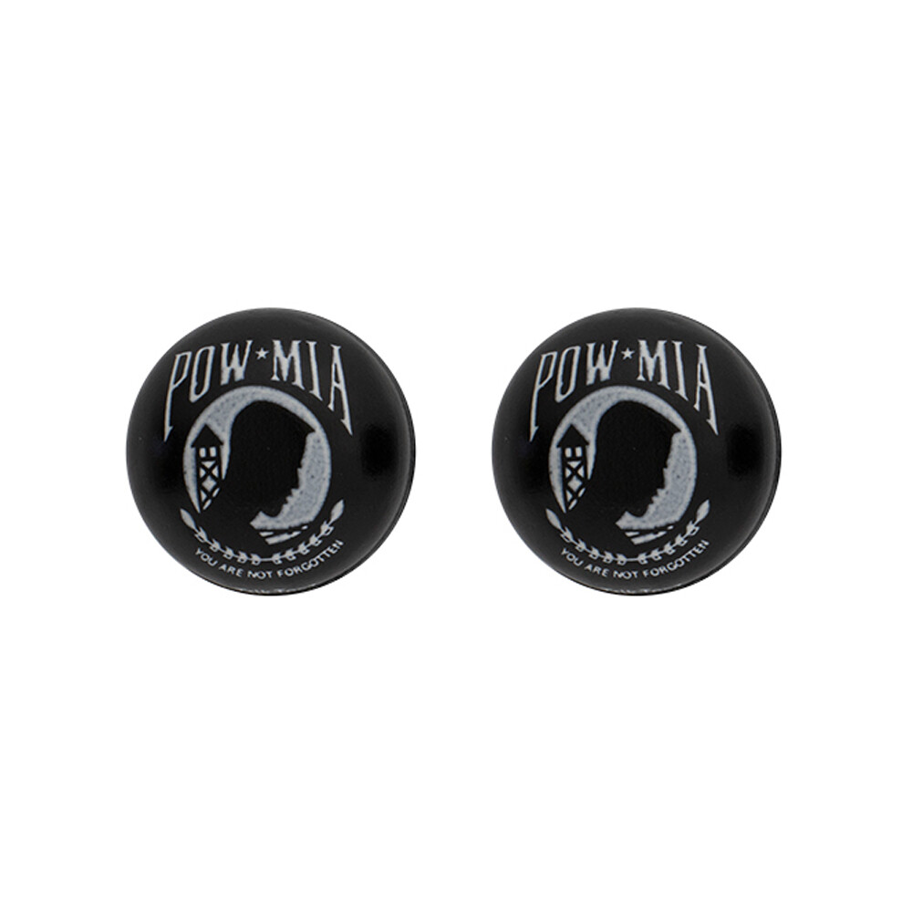 PRO+ BICYCLE ROUND POW-MIA VALVE STYLE CAPS BLACK SCHRADER VALVE