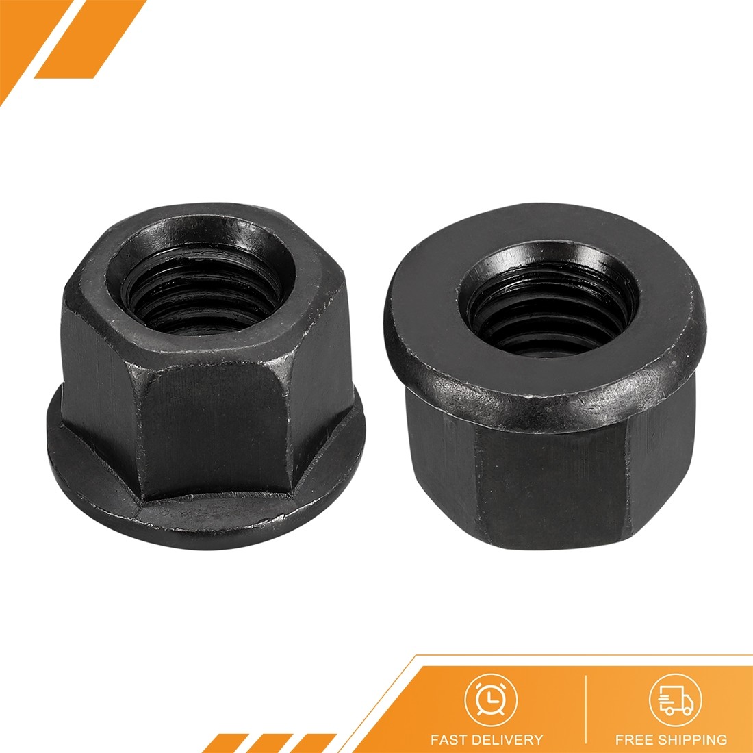 2pcs - M14 Flange Hex Lock Nuts Grade 10.9 Carbon Steel Hex Flange Nuts