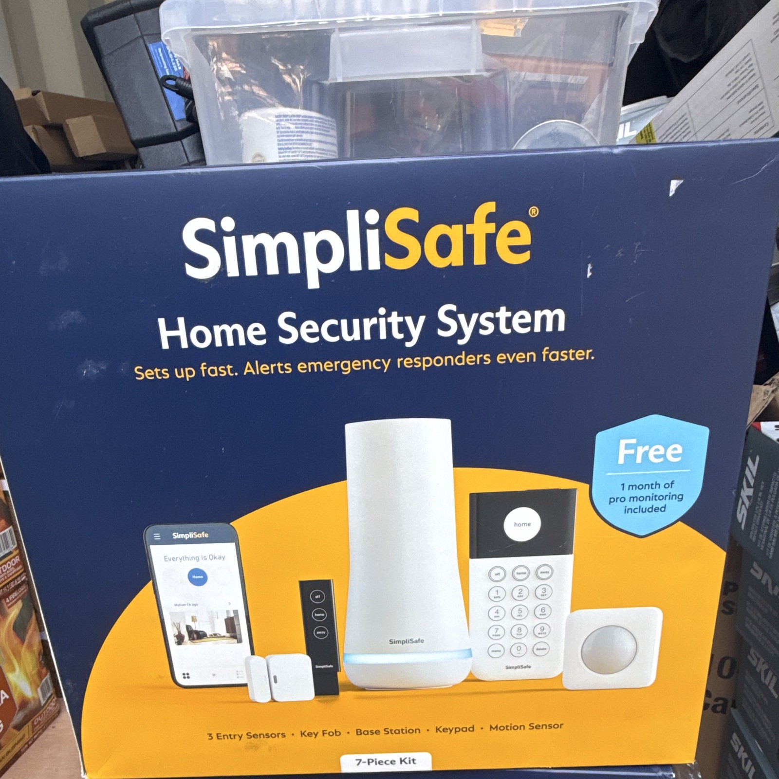 SimpliSafe 7-Piece Home Security System Kit Wi-Fi Wireless Base/Keypad/Sensors
