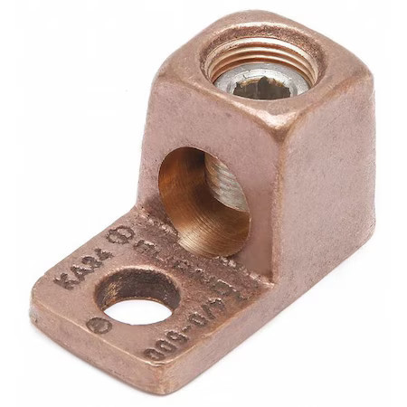 Burndy Ka4c Mechanical Lug, 4 Awg Max, 1 Conductor, 1 Hole, 1/4 In Stud, Copper