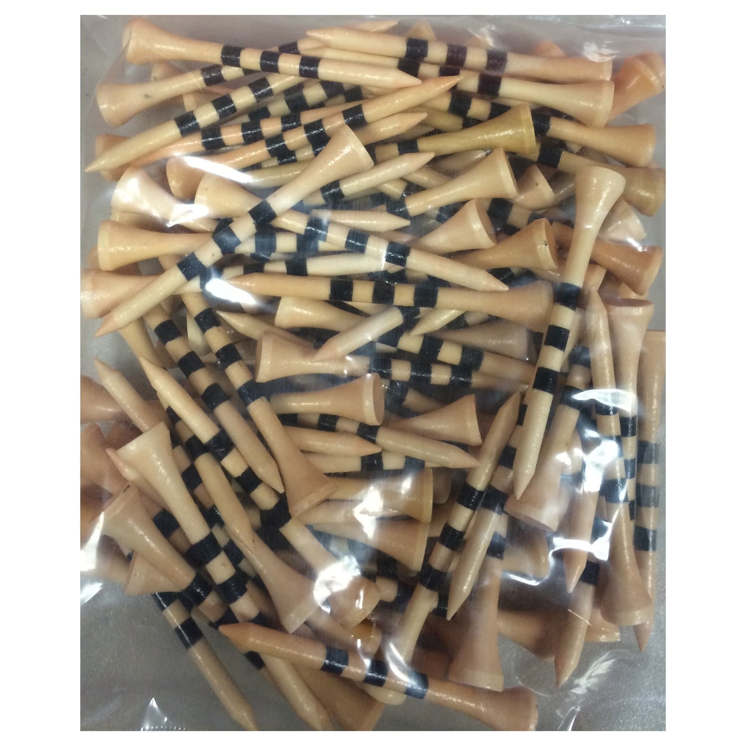 3-1/4" Wooden Golf Tees with Height Indication Stripes 100 Pack Pro Length
