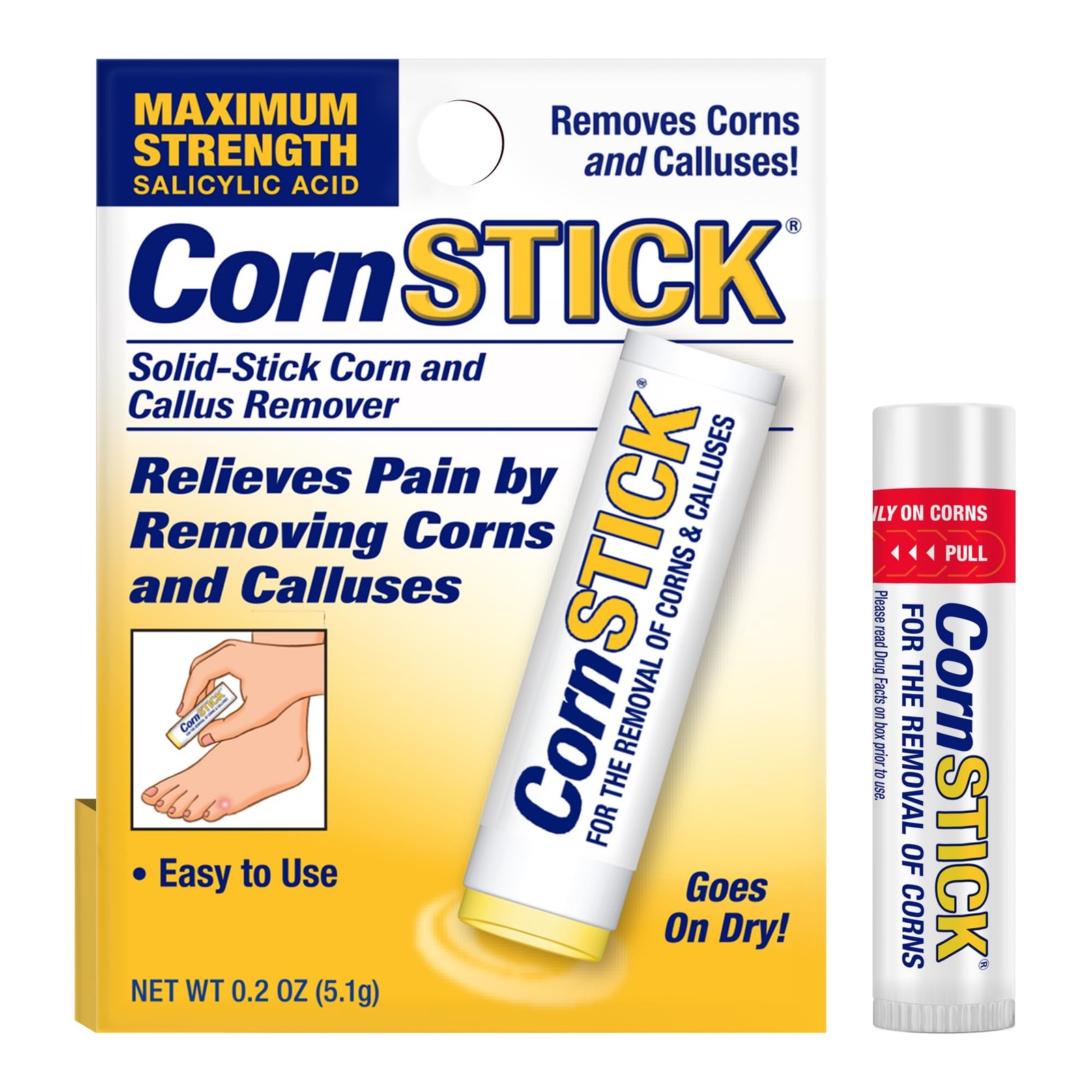 CornStick Maximum Strength Salicylic Acid Solid-Stick 0.2 Ounce (Pack of 1)