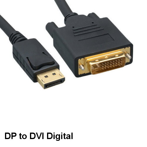 10' DisplayPort 1.1 to DVI-D Cable Male/Male 28AWG Gold-Plated Connector 1080p