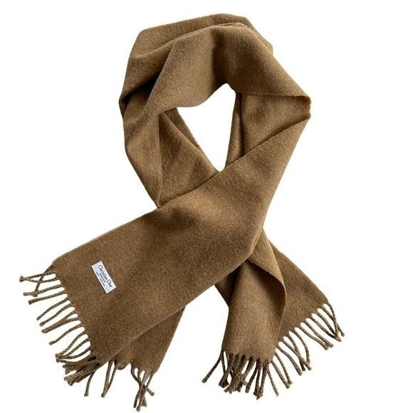 Christian Dior Unisex Wool Fringe Scarf Camel Brown Classic Old Money Luxury