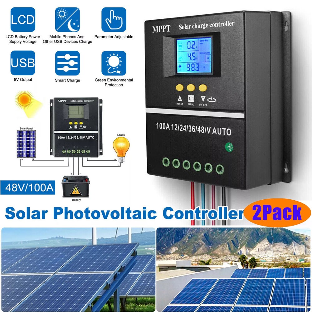 MPPT Solar Panel Battery 100A PV Regulator Charge Controller AUTO 12/24/36/48V
