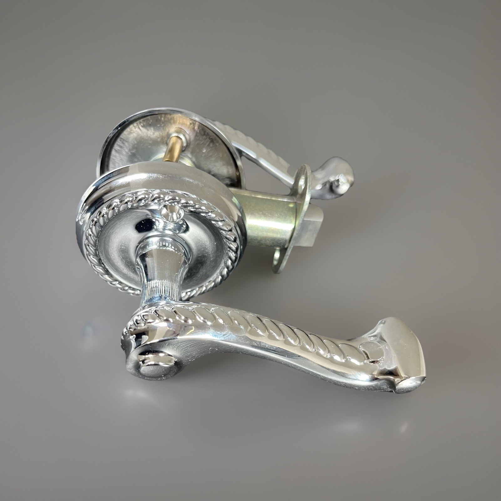 New In Box Emtek  Passage Door Handle Reversible Polished Crome Rope Design
