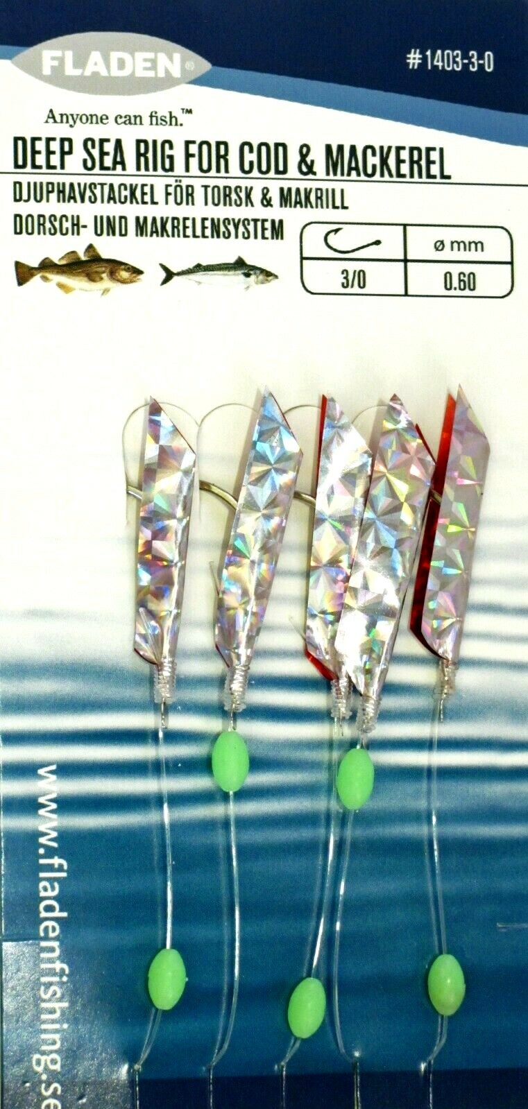 6 Red Silver Flasher Rigs 5 hook size 3/0 fishing mackerel feather lure sea cod