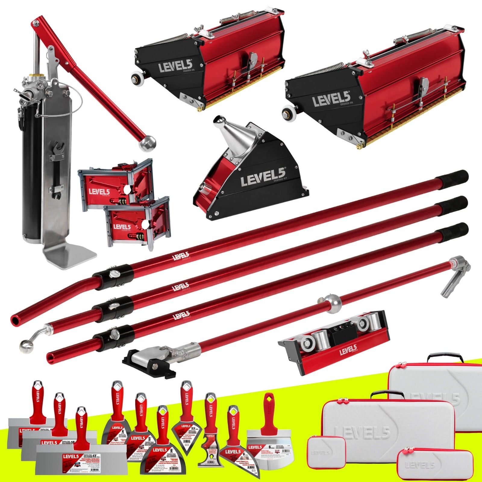 LEVEL5 Drywall Finishing Set w/ 10" 12" MEGA Boxes + Handles + BONUS! | 4-626P
