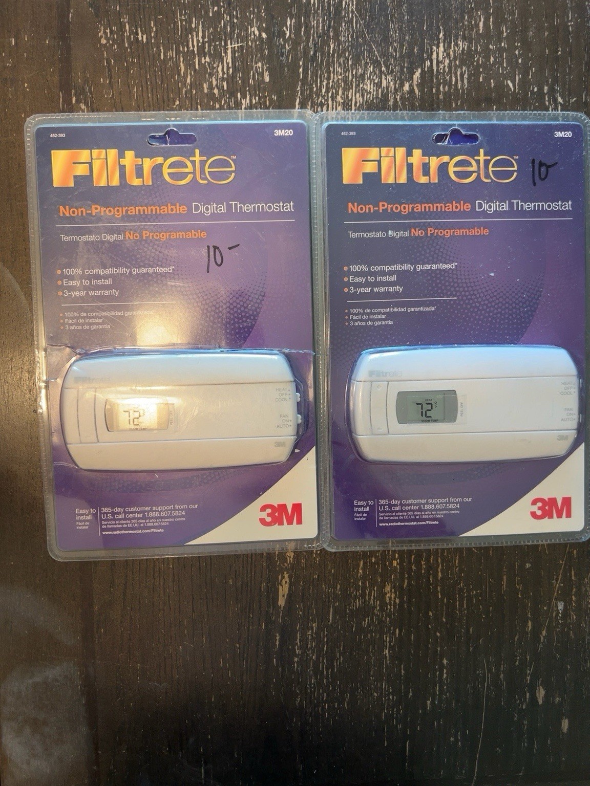 Lot of 2 Filtrete 3M20 Non-Programmable Digital Thermostats Tested Works