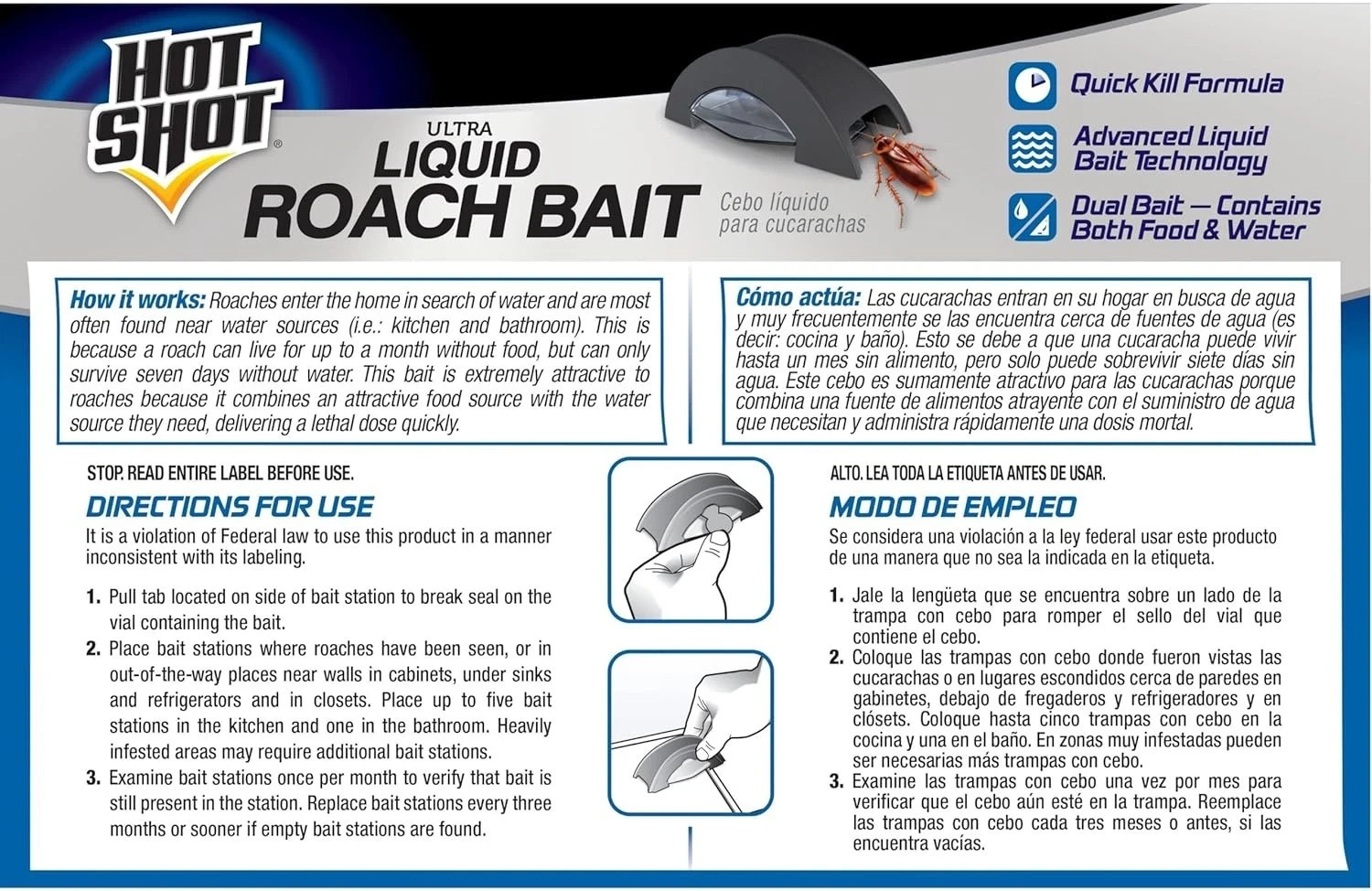 Hot Shot Liquid Roach Bait, Roach Killer, 1 Pack, 6-Count...
