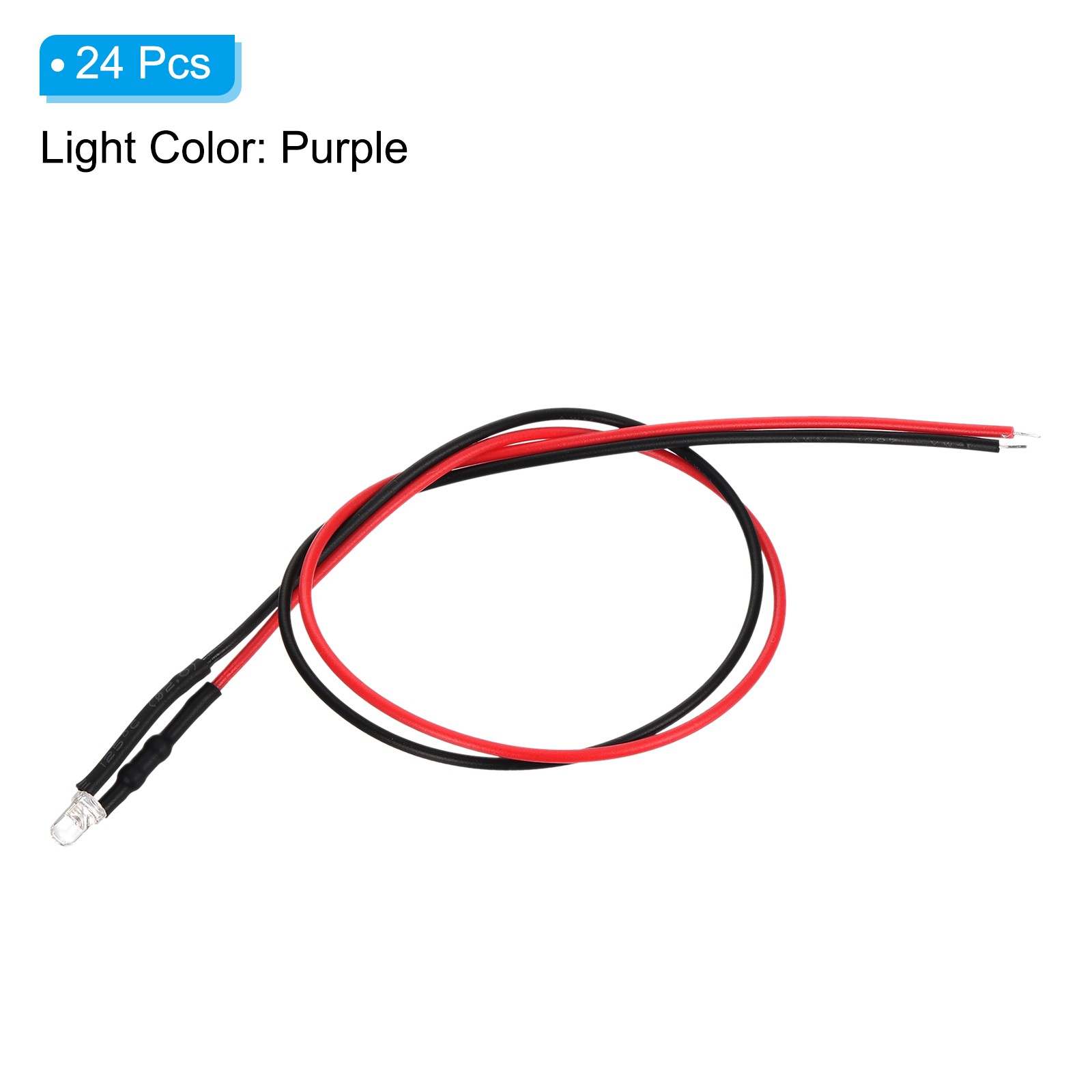 3mm LED Diode Light, 24 Pcs 9-12V Pre Wired LED Lights Bulb Purple Light
