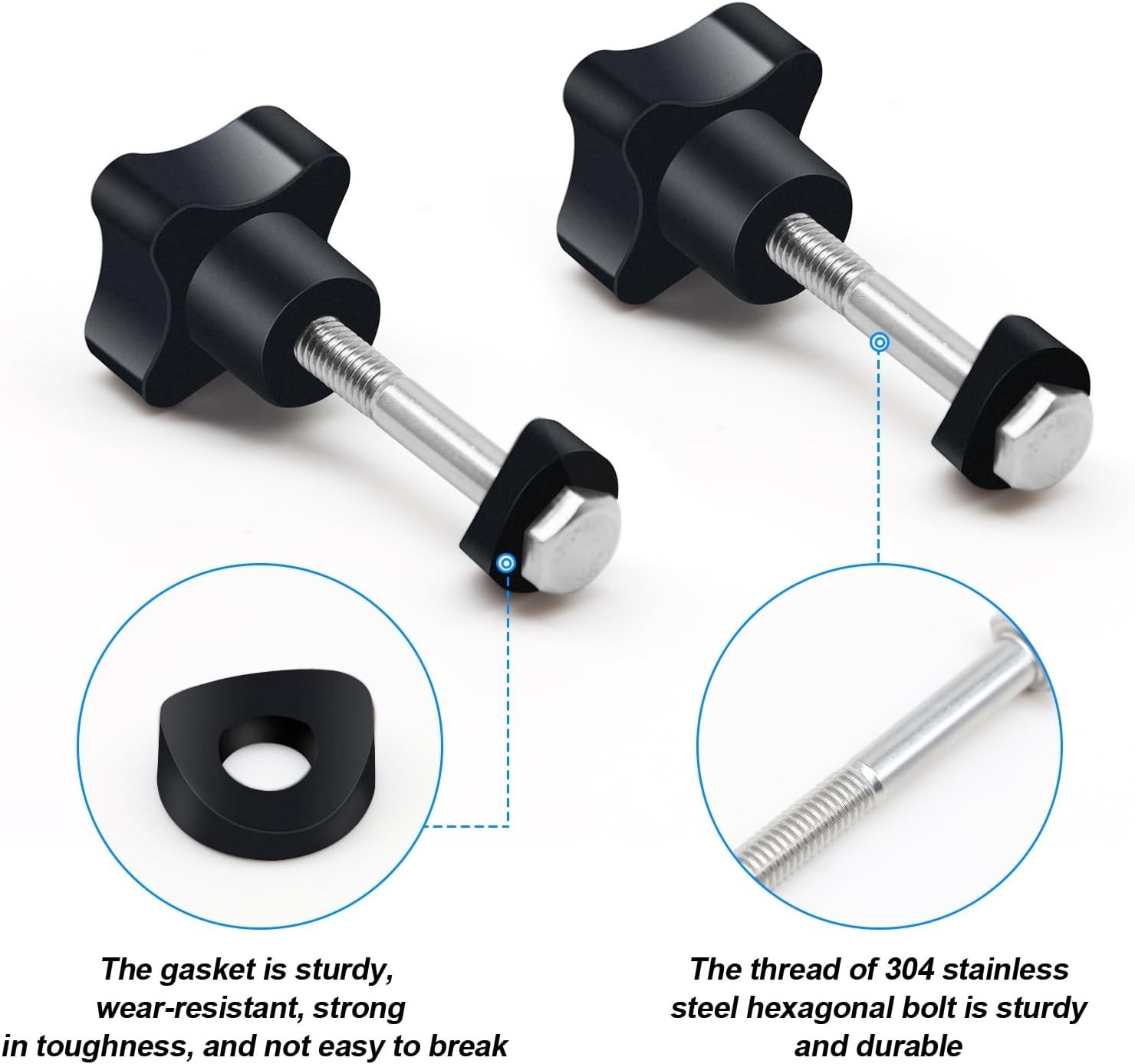2PCS Rollator Walker Replacement Knob M6 Track Bolt Adjustment