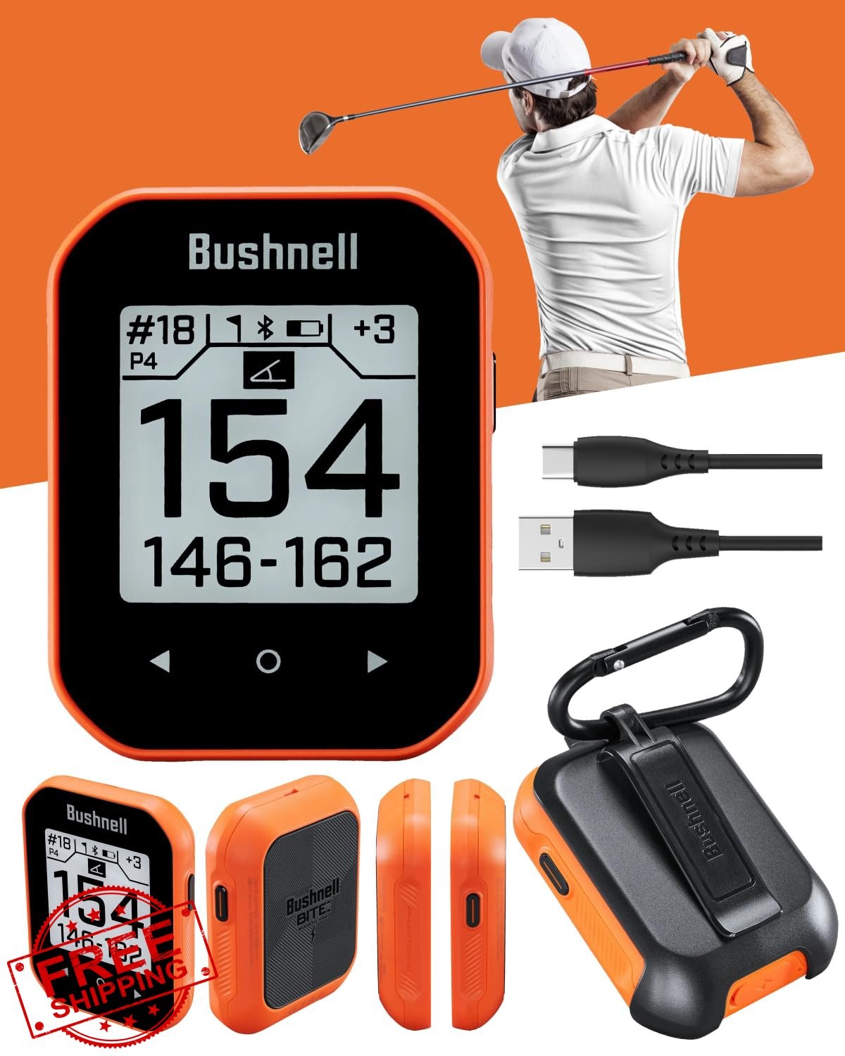 Bushnell Phantom 3 Slope GPS Golf Orange Magnetic Cart Mount