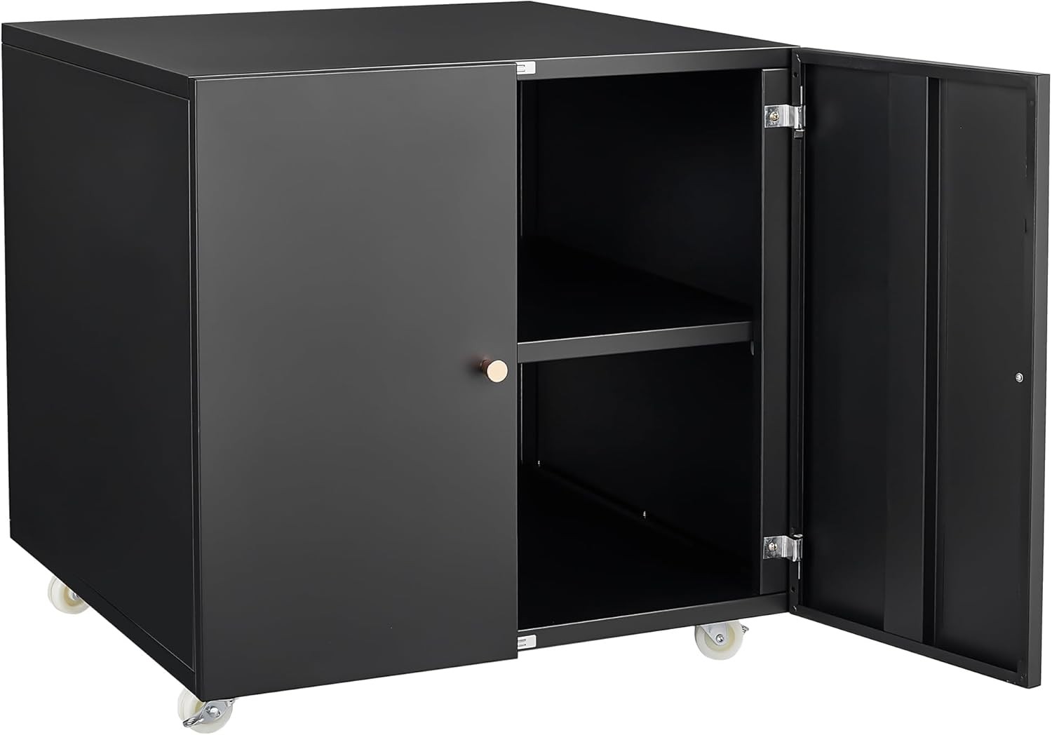 Sturdy Steel Printer Table with Storage & Adjustable Shelf on Wheels for Offices