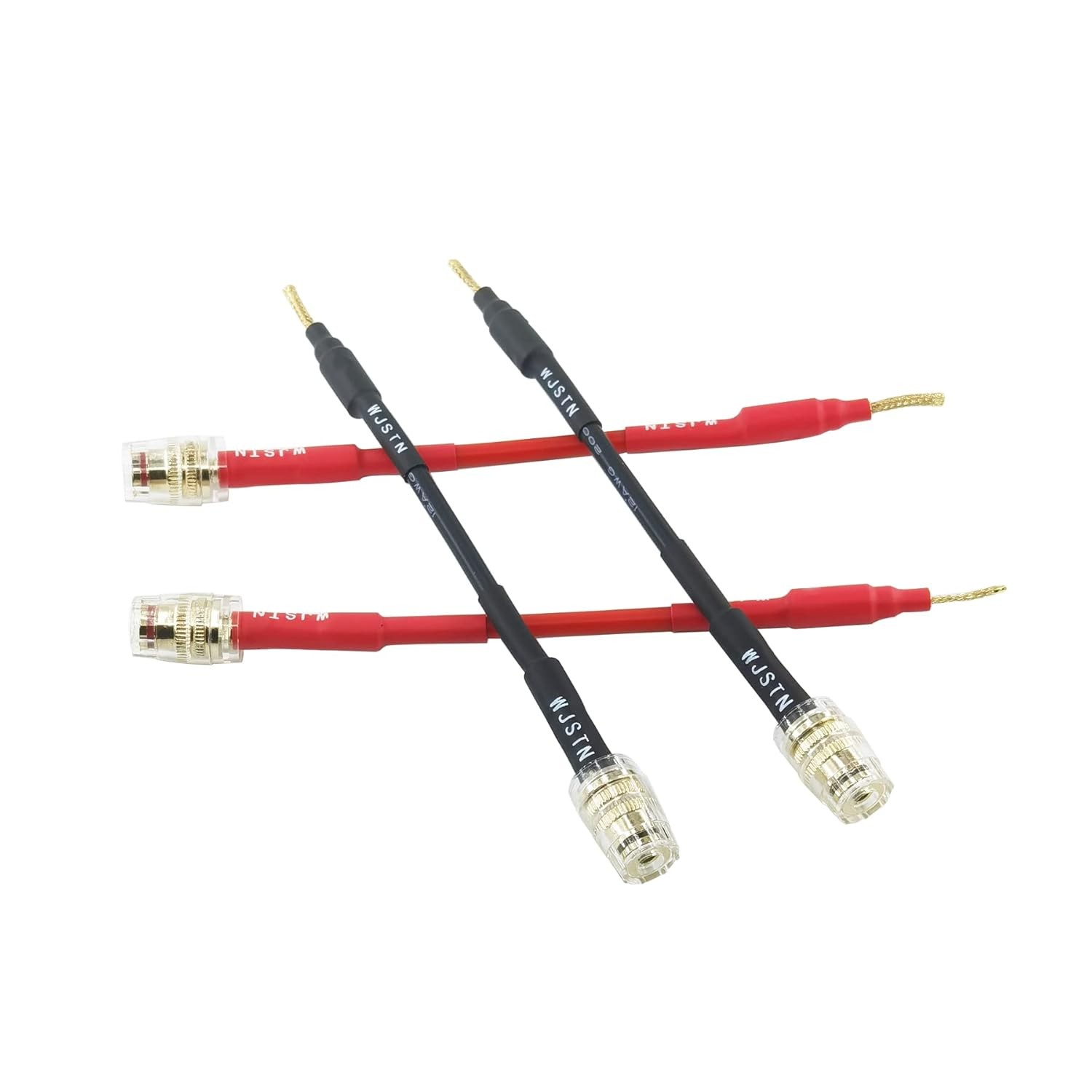 WJSTN Flex Pin Banana Plugs to 4mm Female Jack Speaker Audio Red/Black