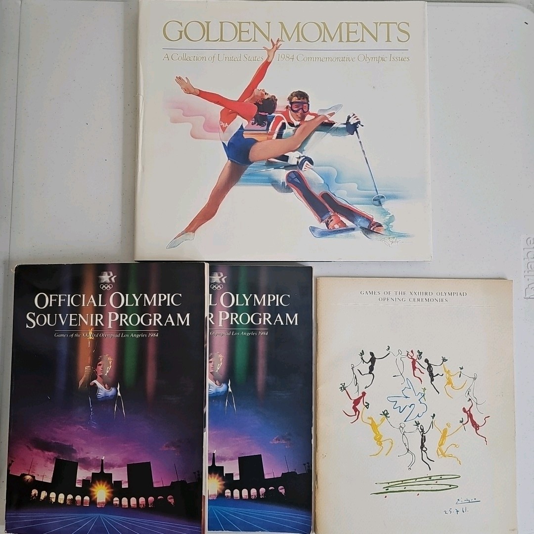 1984 Los Angeles Olympics Souvenir Lot Programs Golden Moments Book LA84 Vintage