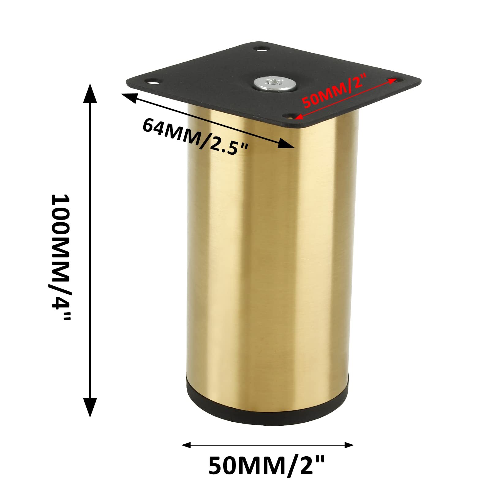 Set of 4 Stainless Steel Furniture Legs 4 Inch / 100 mm Gold Cabinet Legs Rou...