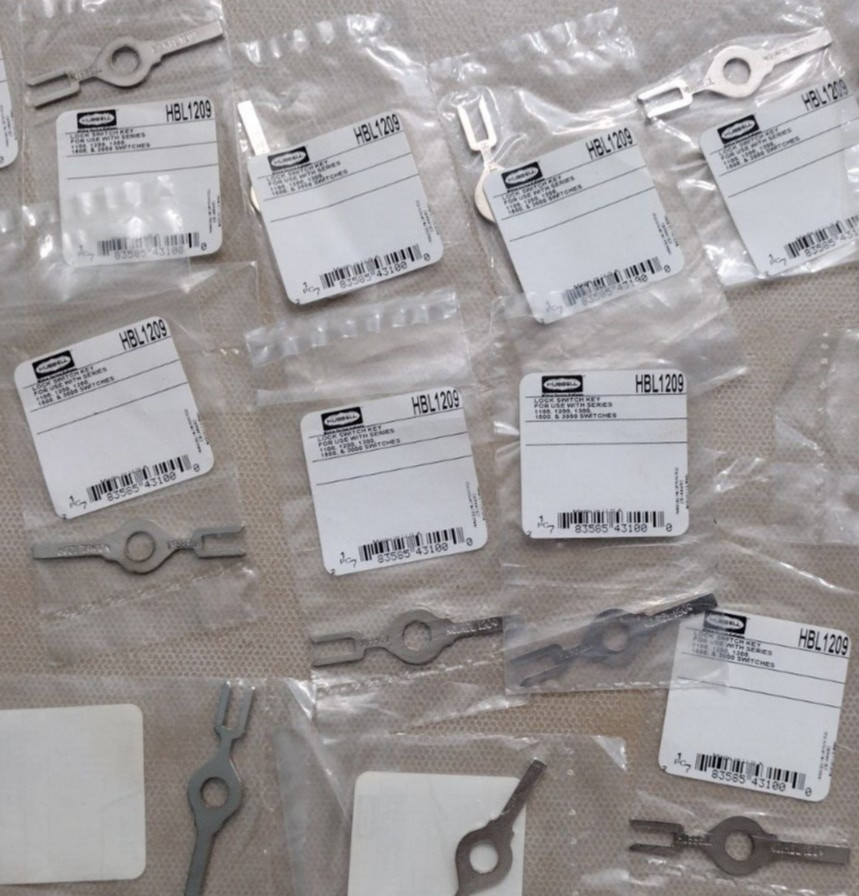 Hubbell 1209 Tamper Proof Electrical Switch Key Lot of 10