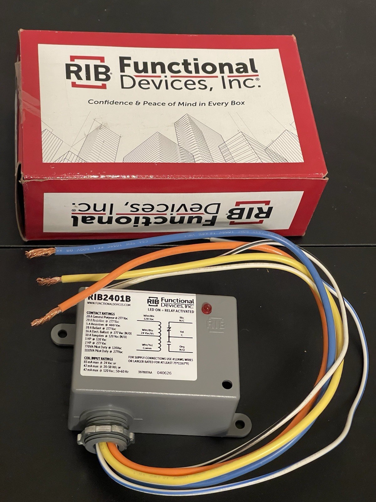 RIB RIB2401B Enclosed Relay 24V AC/DC 120VAC 20Amp SPDT