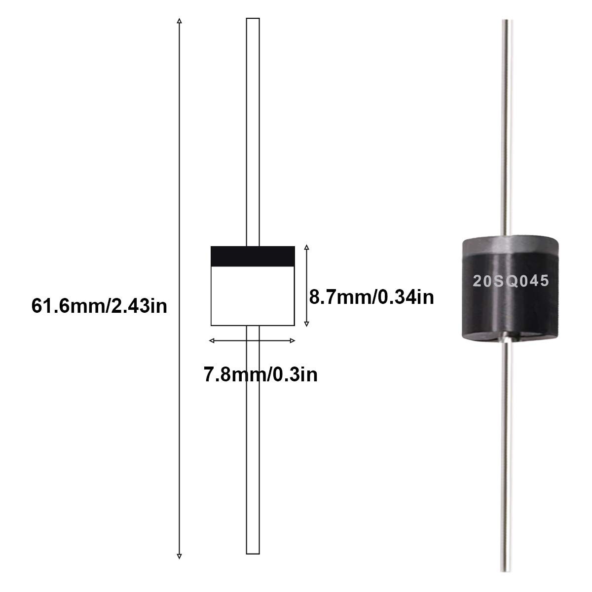 Tnisesm 20 Pcs 20SQ045 20A 45V Schottky Blocking Diode, Rectifiers