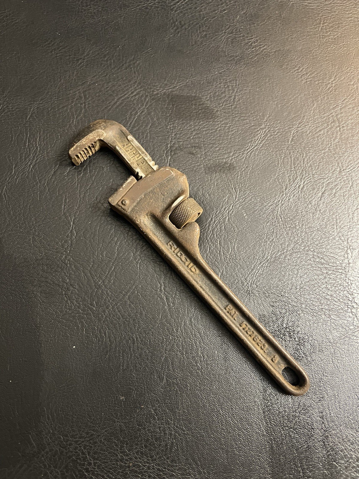Vintage RIDGID 8 Inch Pipe Wrench Monkey The Ridge Tool Co. USA Oil Hardened 4H