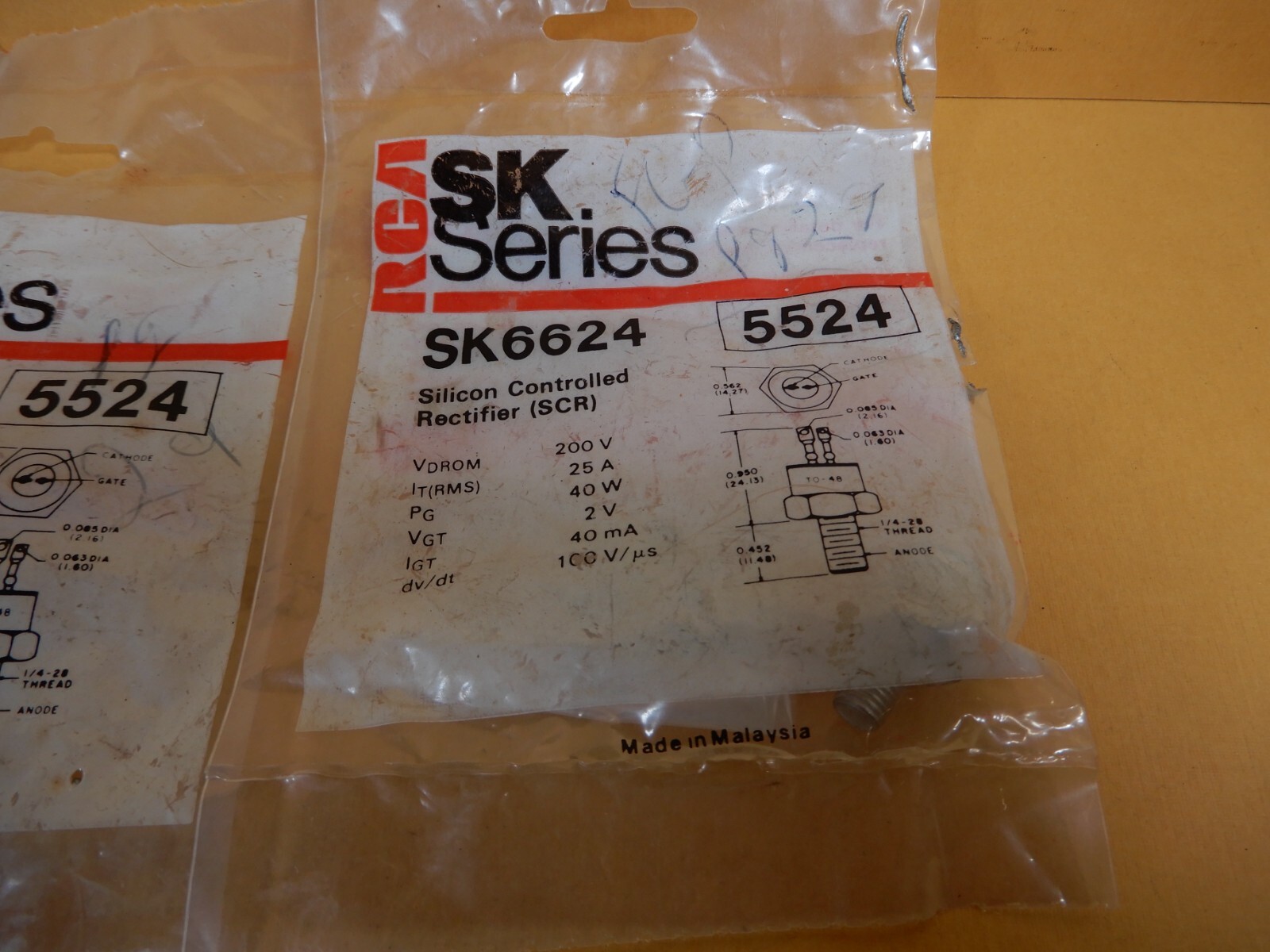 RCA SK Series SK6624 Silicon Controlled Rectifiers Qty 3 NOS