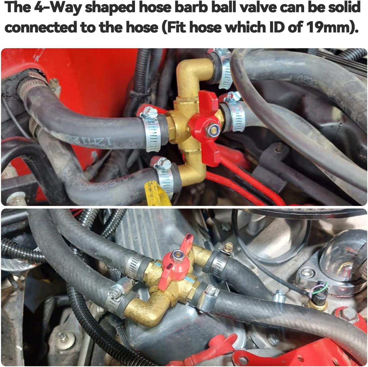 Solid Brass 3/4 Inch Heater Control Valve, 4-way Automobile Heating Water valve