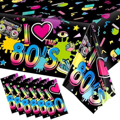 Pack 80s Plastic Party Tablecloth 80's Party Table Cover 80s Birthday 6