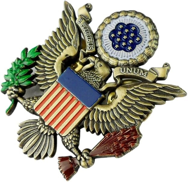 US PRESIDENTIAL  E PLURIBUS UNUM EAGLE BADGE PIN GOLD