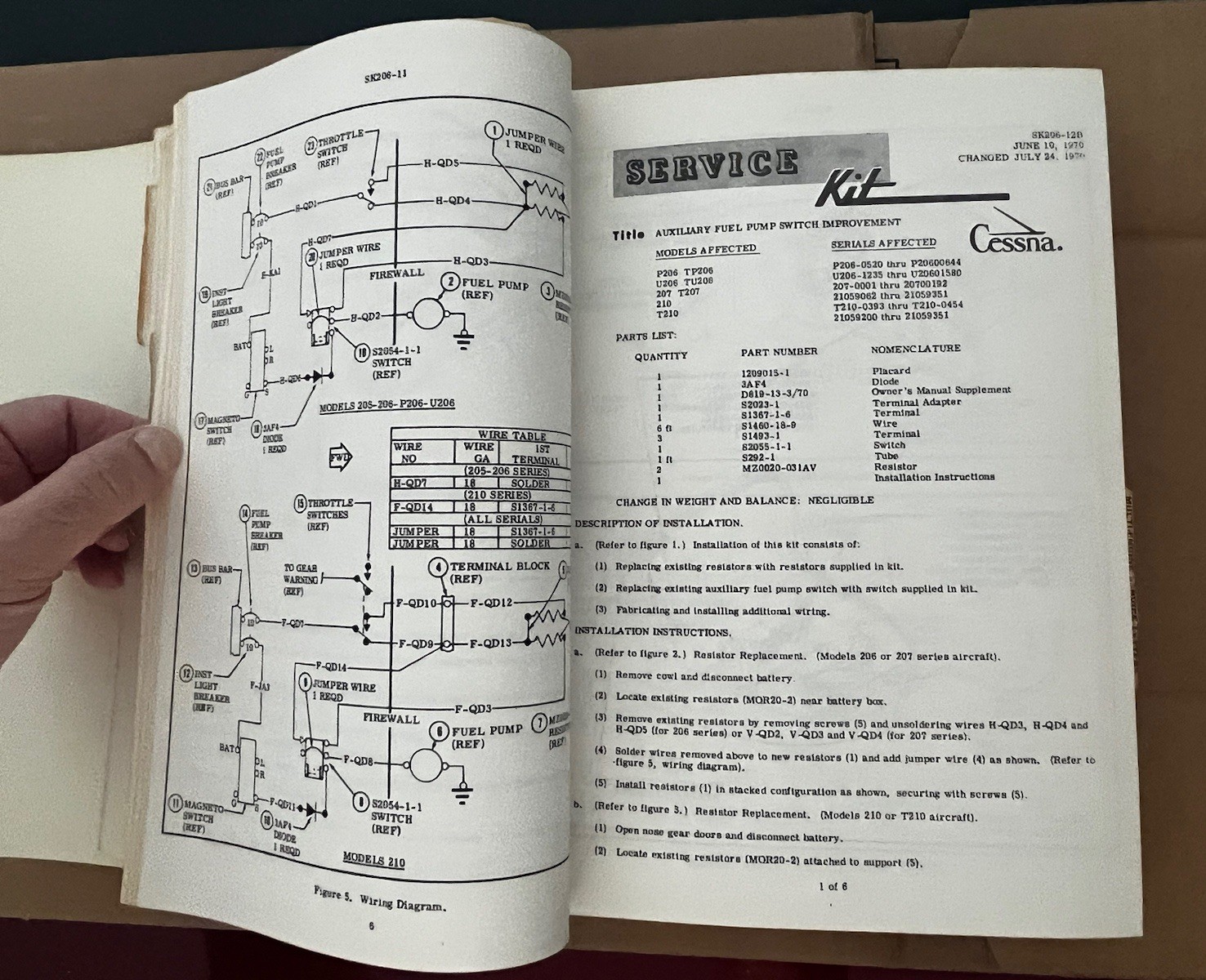 1970 Cessna Service Information Summary Manual All Models, Original