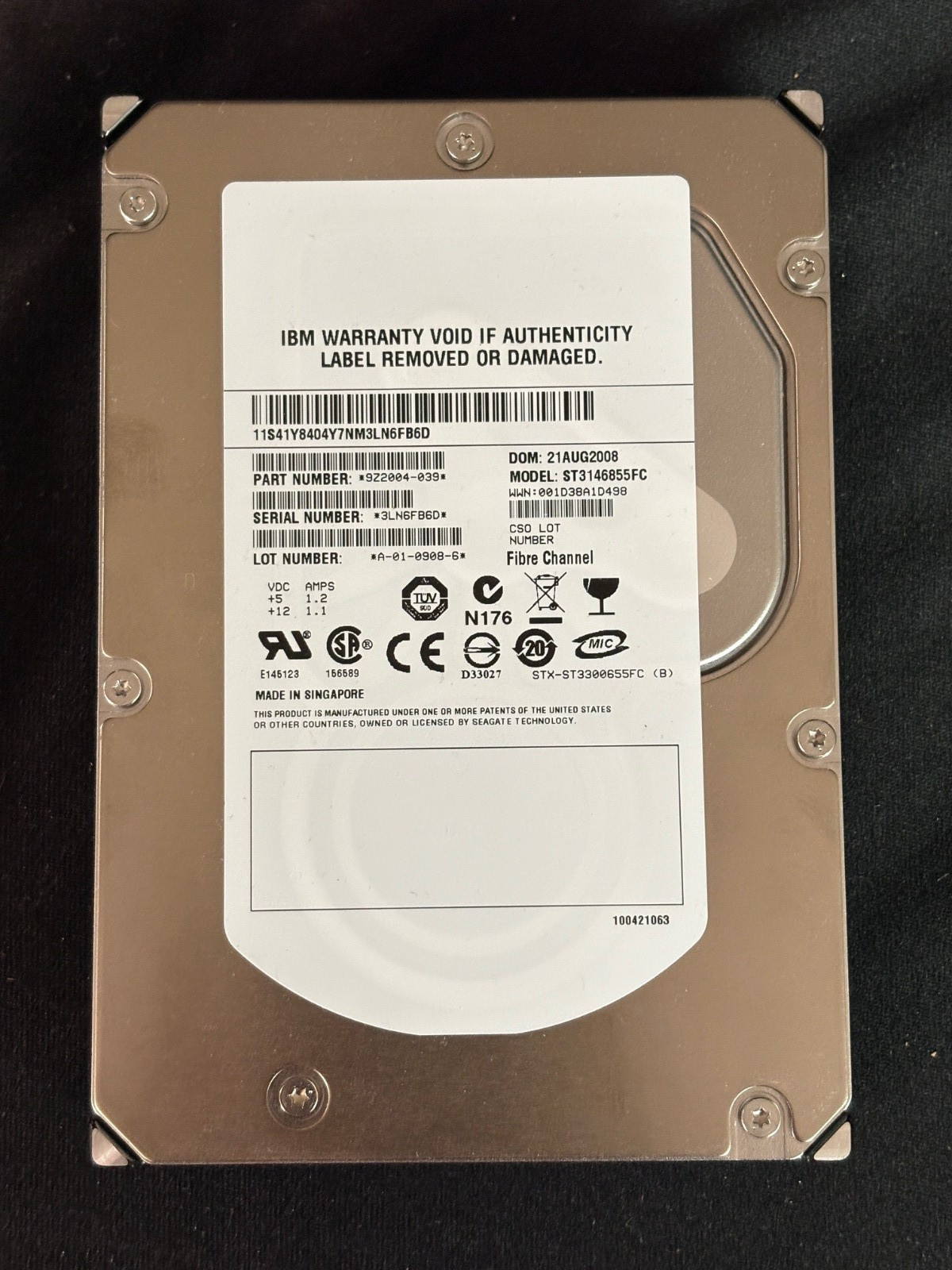 ST3146855FC  - IBM Disk Drive - 9Z2004-039 - 146GB Drive - 15K - 4Gbps