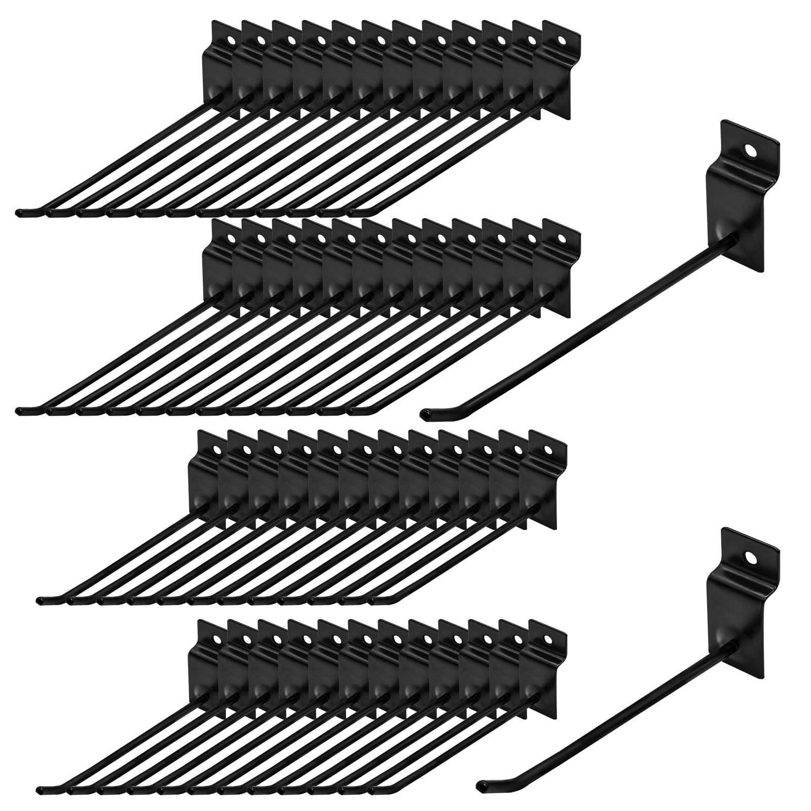 50Pcs 6" and 8" Slatwall Gridwall Hooks Bulk Set, 4mm Thickness Panel Display...