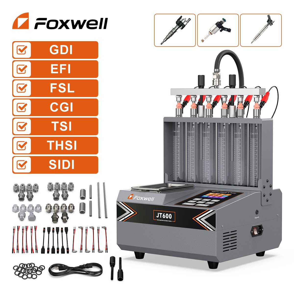 GDI Piezo Fuel Injector Cleaner Test Ultrasonic Cleaning Machine FOXWELL JT600
