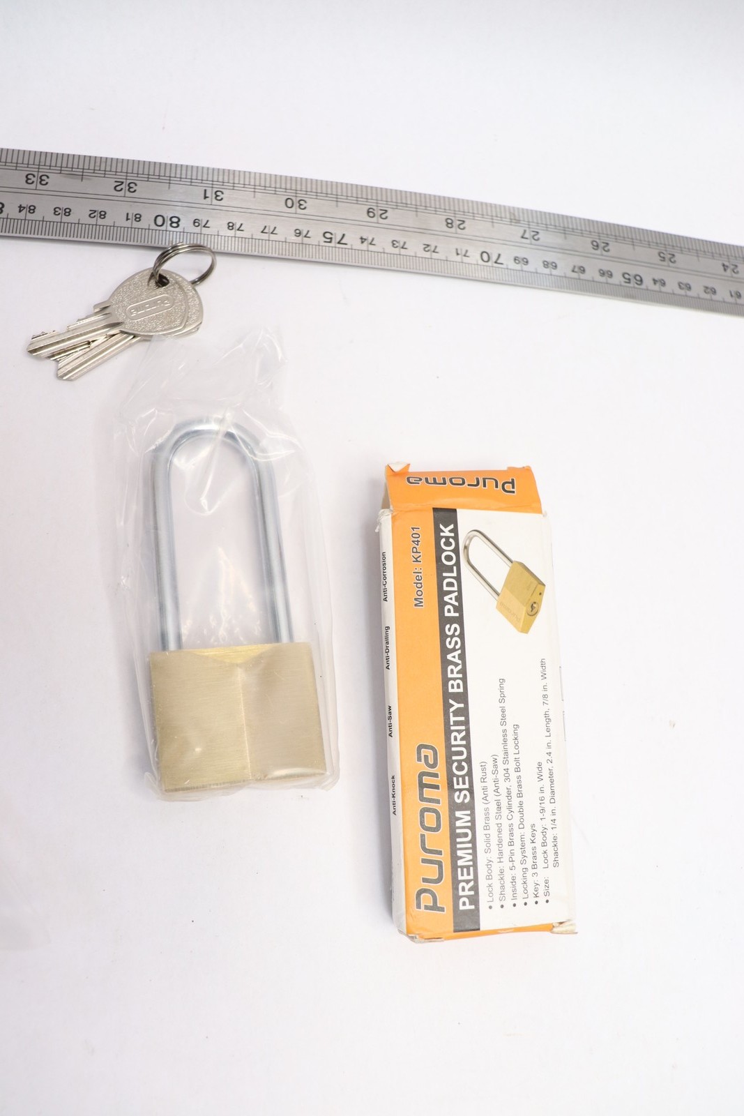 Puroma Waterproof Keyed Padlock Solid Brass 2.6" Shackle KP401