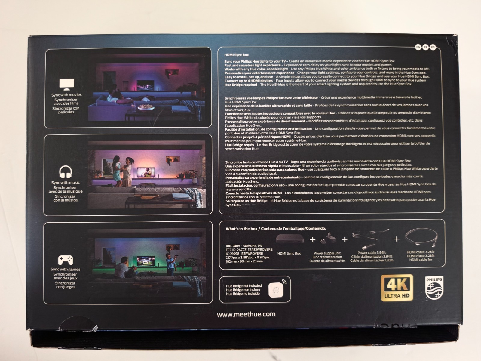 Philips Hue Play Sync Bundle (4K HDMI Box, 75" Gradient Lightstrip, Hue Bridge)