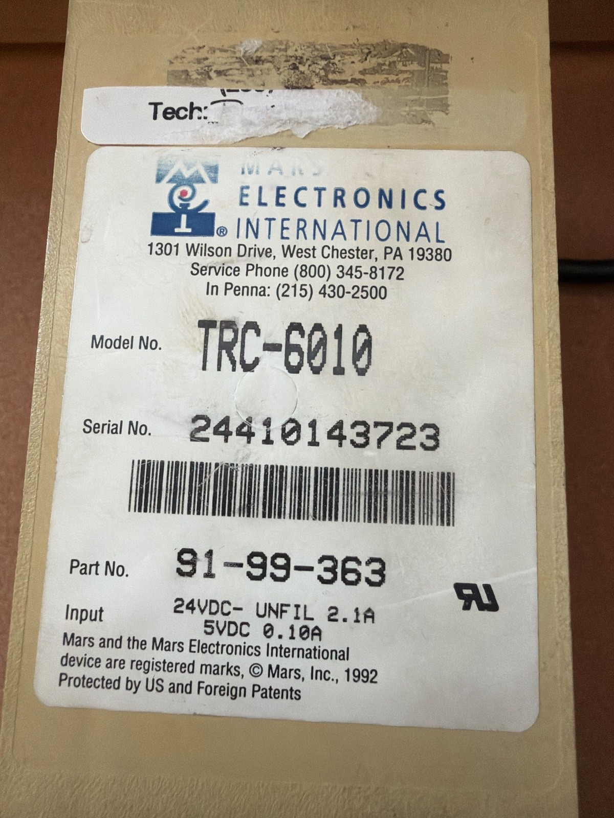 Mars Electronics TRC-6010 Coin Changer for Vending Machine parts only