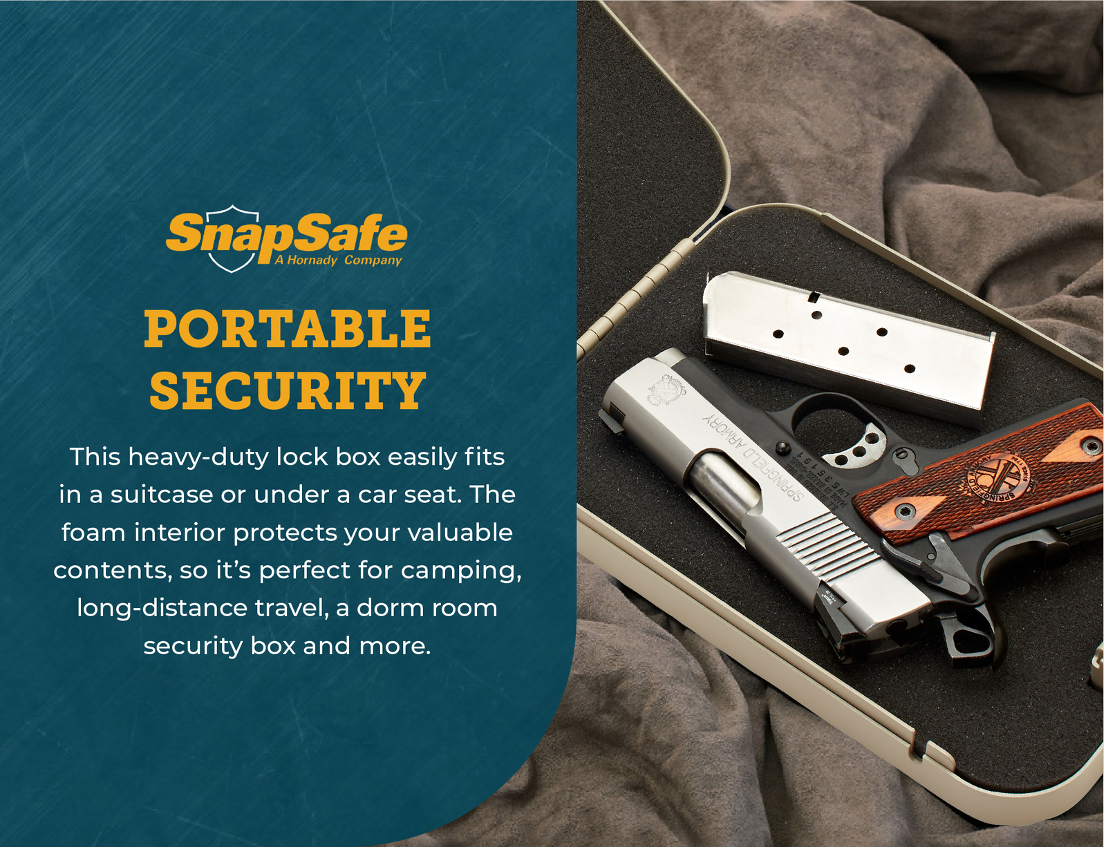 SnapSafe Portable Lock Box, Include 2 Keys, Security Cable- 9.5"x 6.5"x 1.75""