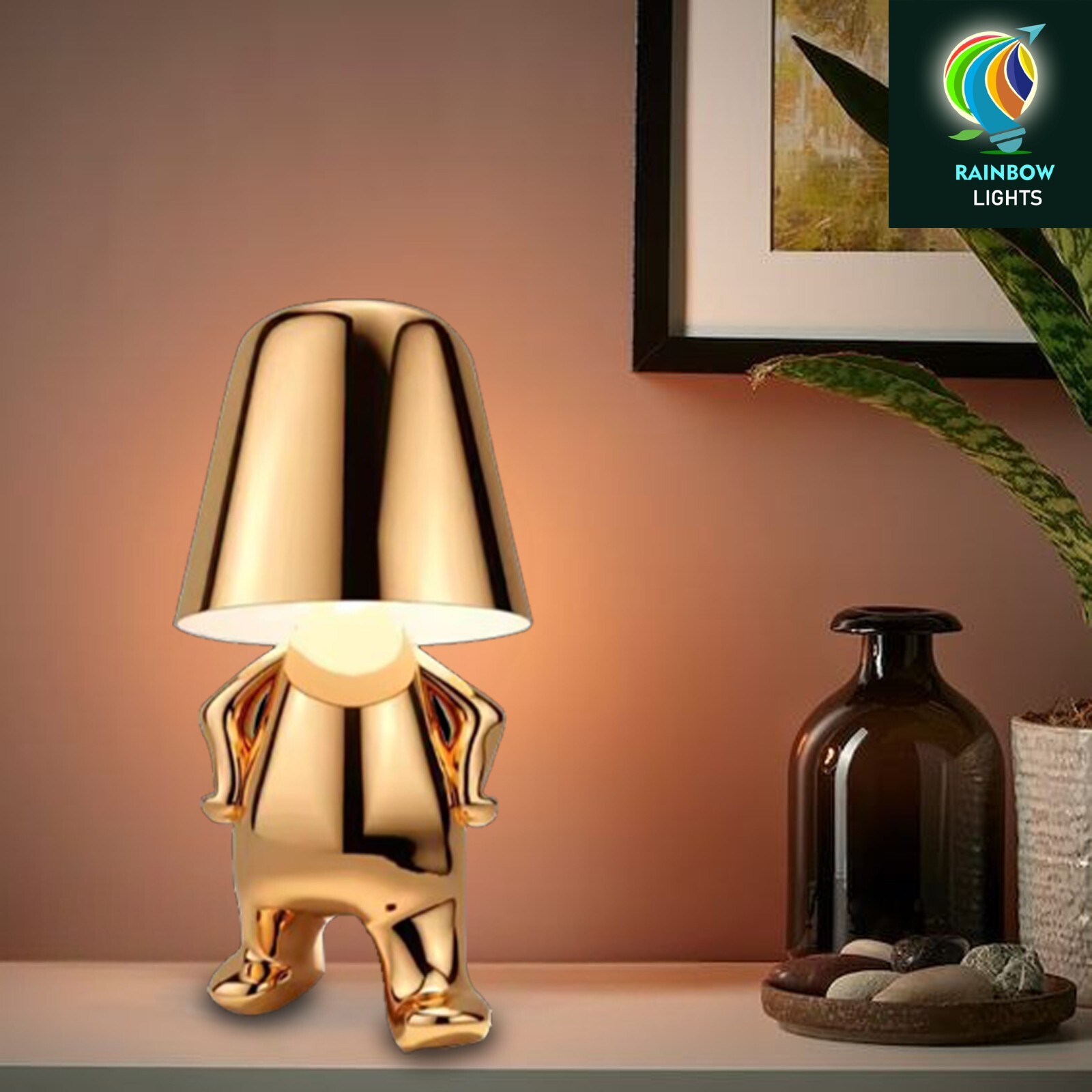 Golden Color Thinker Touch LED Desk Lamp With 3 Dimmable Lights