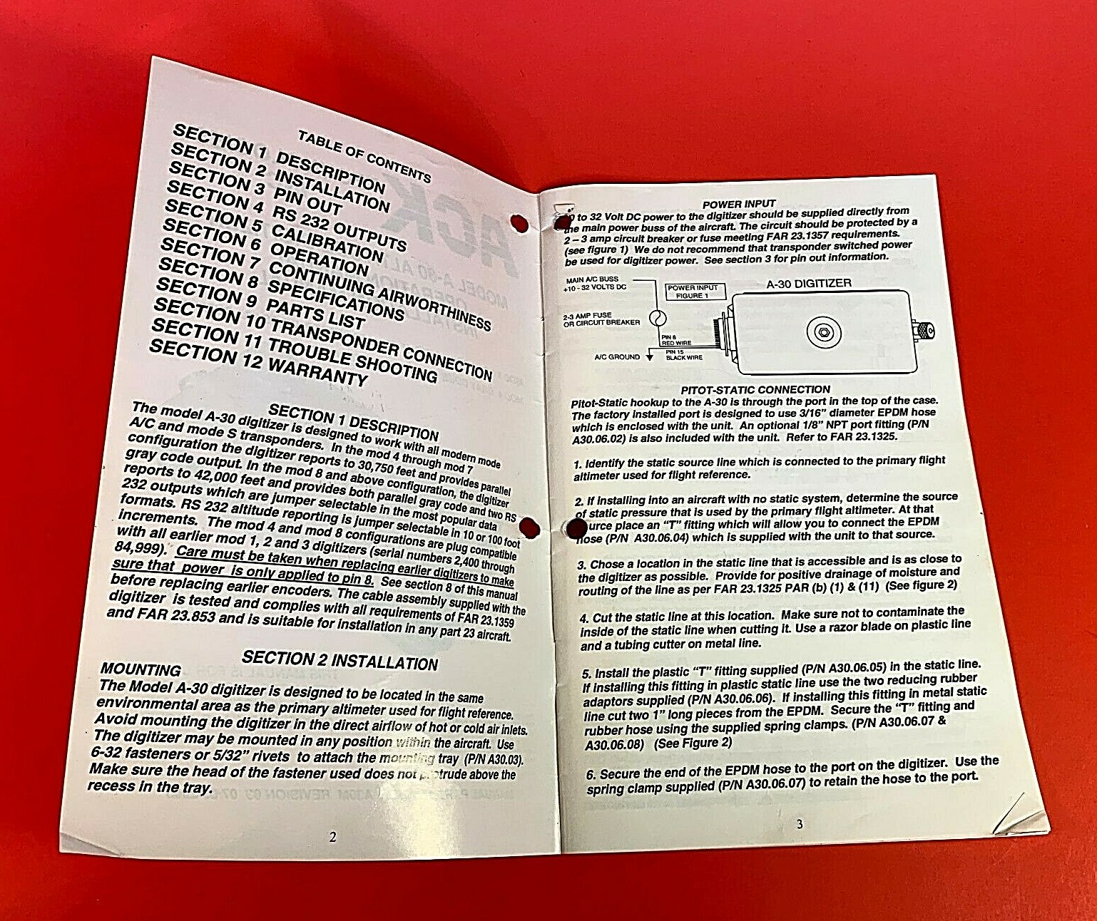 2003 ACK Technologies Model A-30 Altitude Digitizer Manual A30M Revision 3