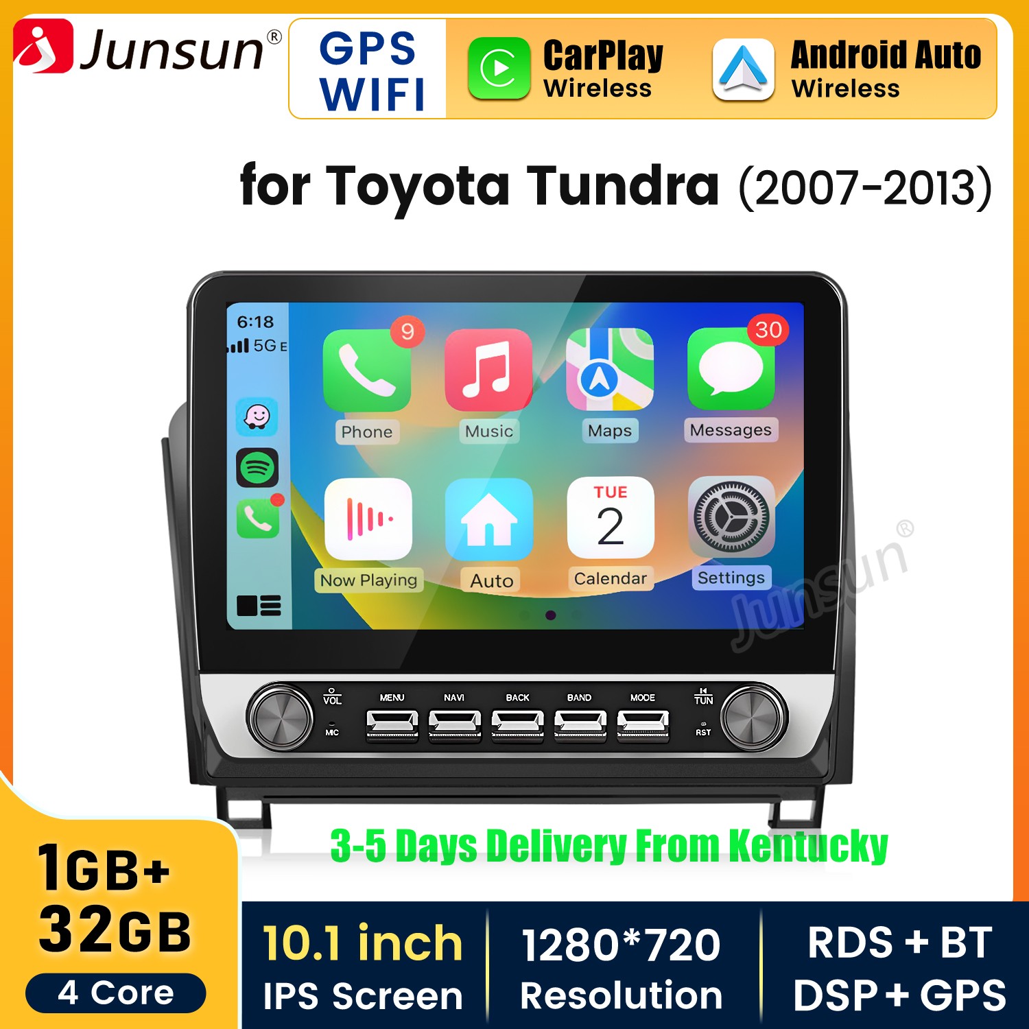 For Toyota Tundra 2007-13 1+32G Carplay Android15 Car Stereo Radio GPS Navi WIFI