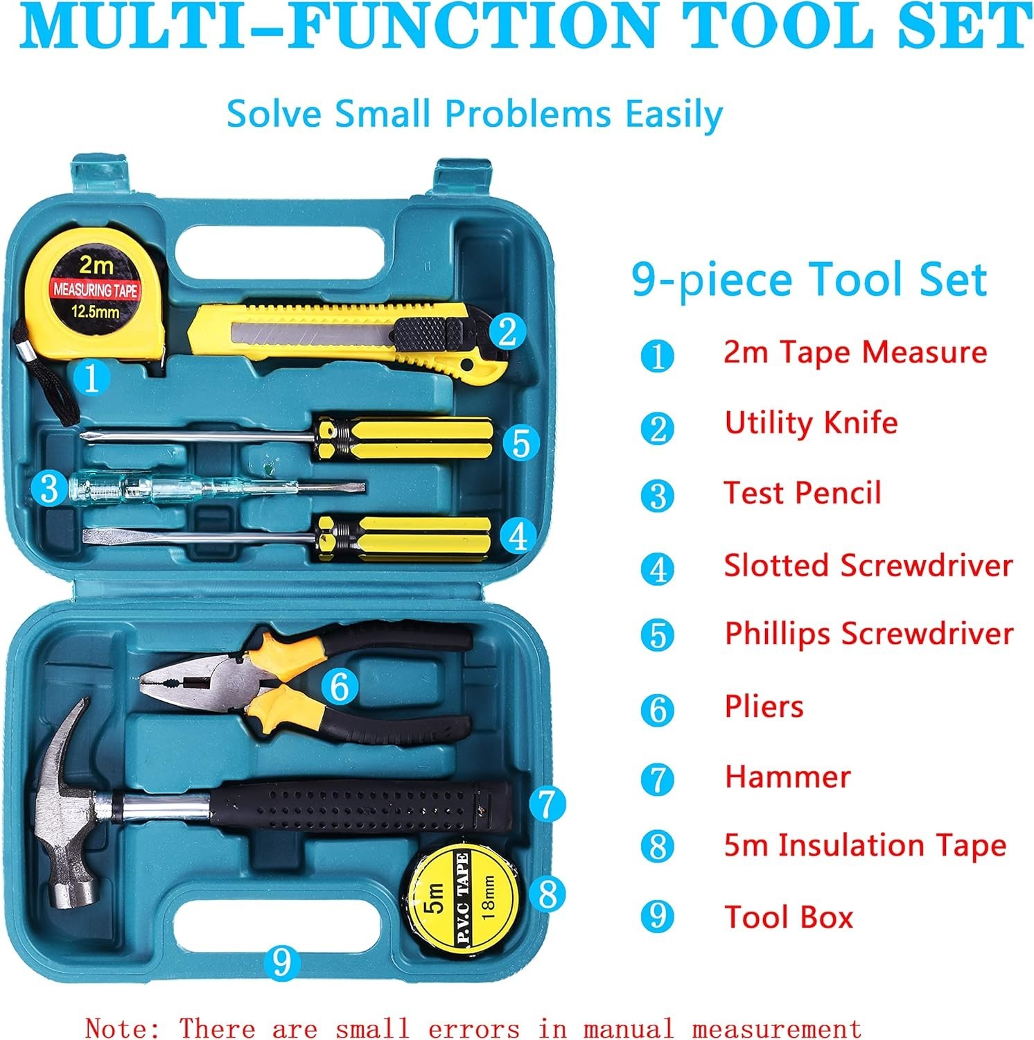 Car Roadside Emergency Tool Kit with Jumper Cable, Tow Strap, Warning Triangle