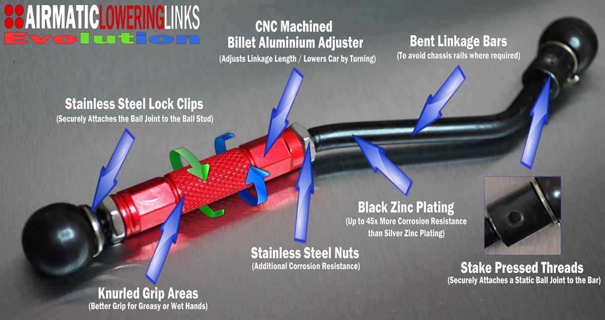 MERCEDES S CLASS (W221) S320 S500 S63 S65 EVOLUTION LOWERING KIT LINKAGES LINKS