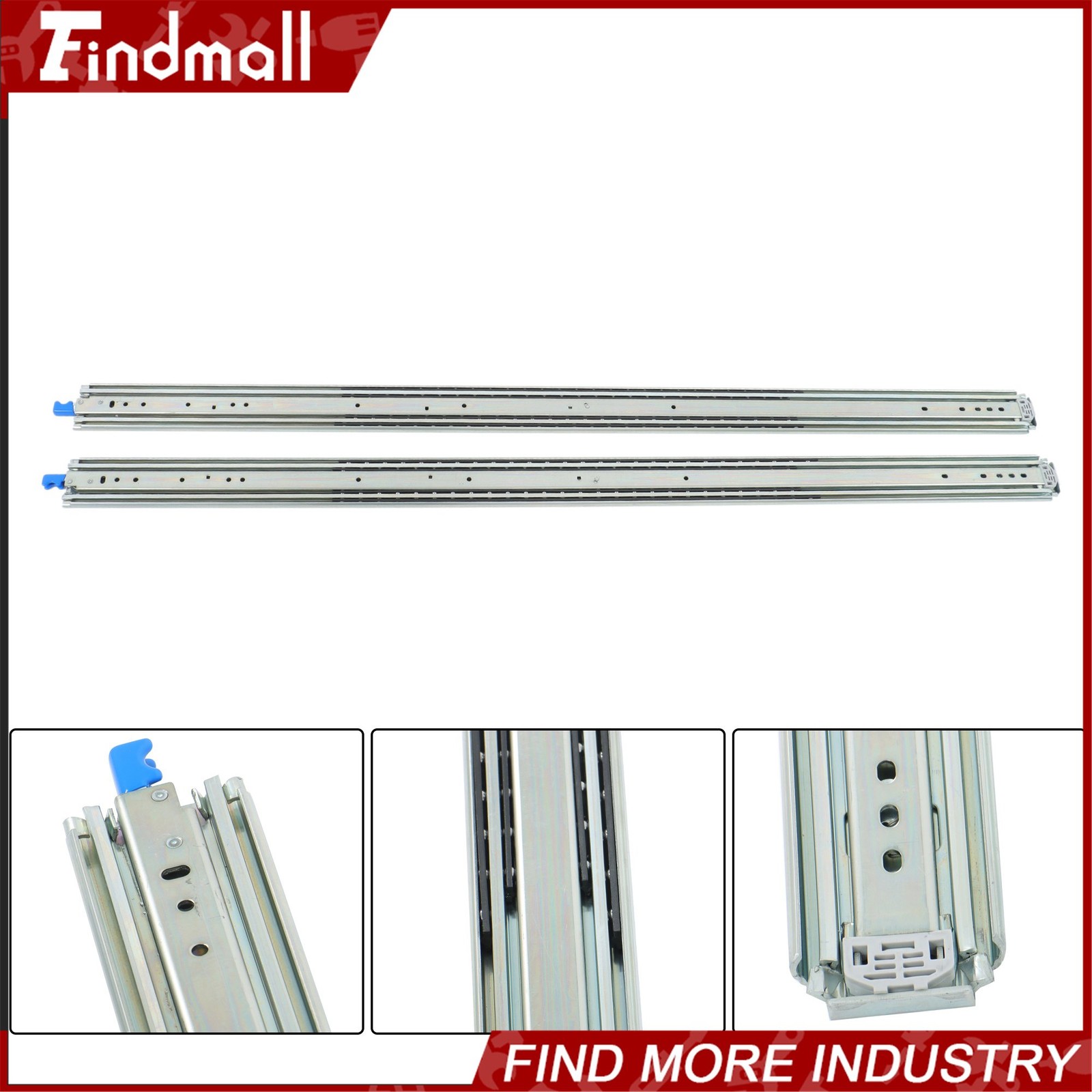 Findmall Heavy Duty 56" Drawer Slides w/Lock 500lb - Full Extension Ball Bearing