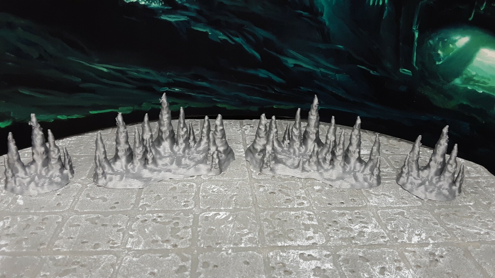 4 Piece Cavern Cave Stalagmite 28mm Scale Fantasy Scatter Terrain Model for RPG