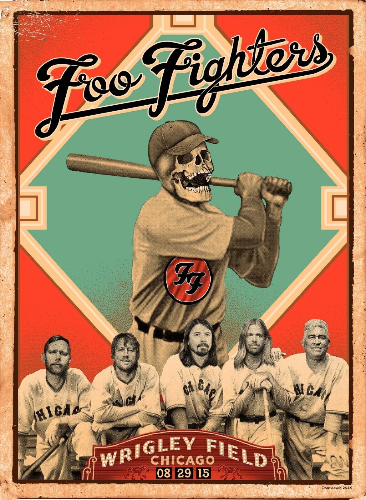 Foo Fighters at Wrigley Field Reprint 13" x 19" Concert Poster