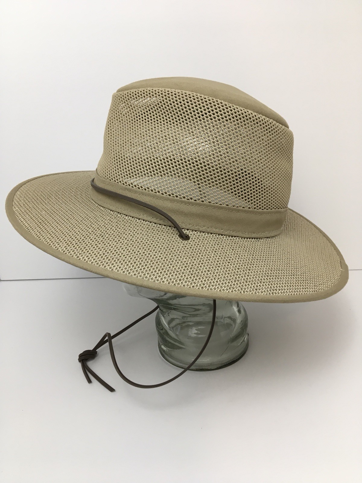 Sun Hat Henschel Packable Mesh Hike Paddle Leather Strap USA Medium Excellent